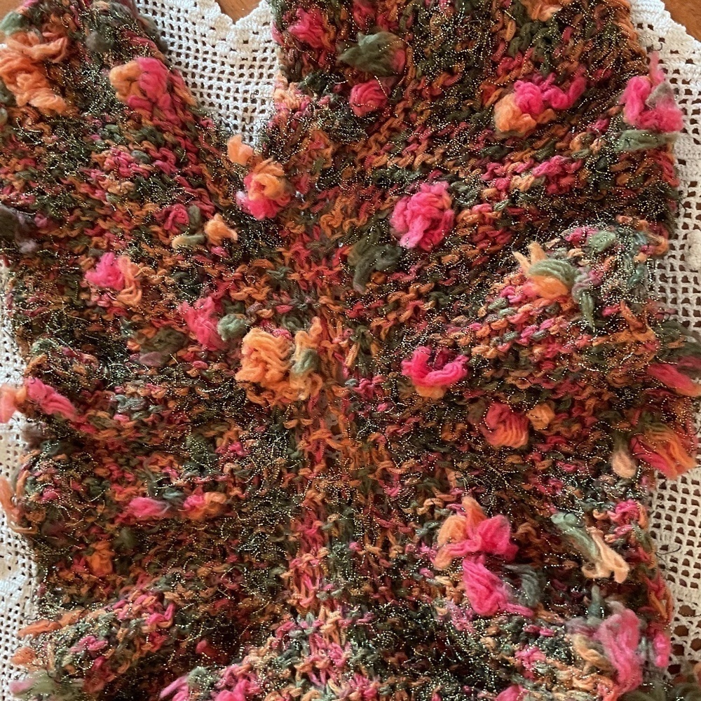 Italian Wool Winter Multicolor Ruffle Scarf - Picture 4 of 4